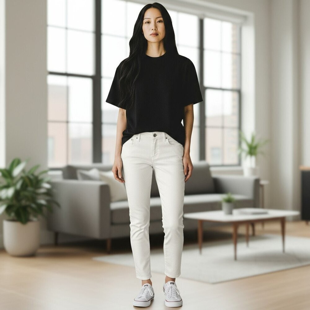 Fossil Womens Size 30 White Stretch Crop Ankle Fitted Jeans Casual Pants